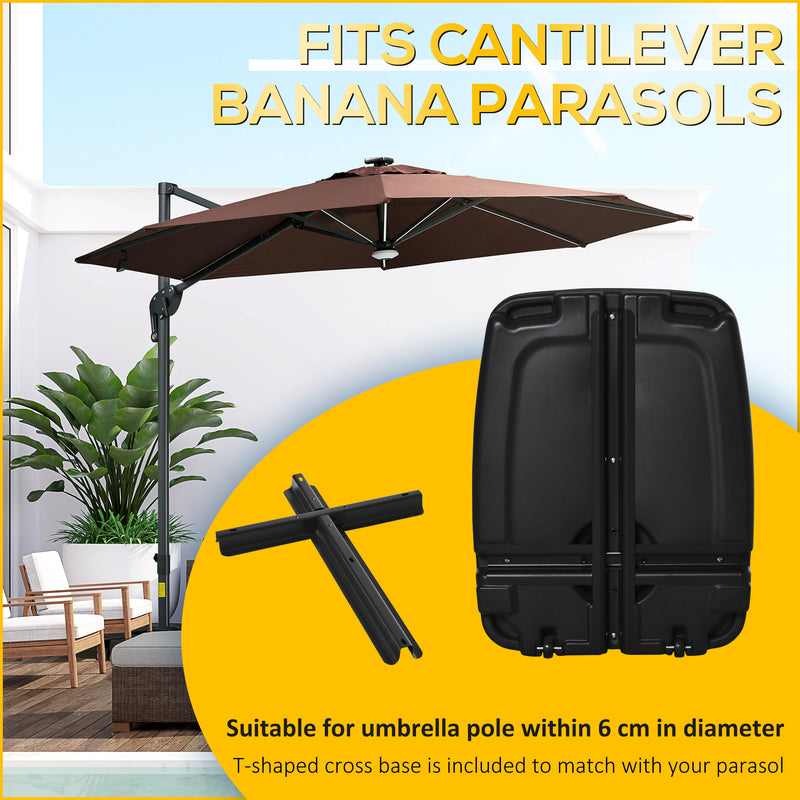 Outsunny 7kg Parasol Base  w/ Wheels Water and Sand, Up to 75kg Black