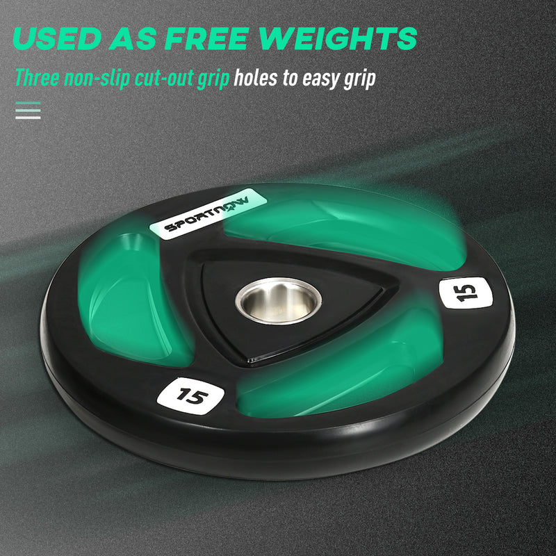 SPORTNOW Olympic Weight Plates for 2'' Barbell Bar with Tri Grips, 2 x 15kg