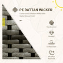 Outsunny 3 PCS Aluminium Rattan Bistro Set with Soft Cushions & Glass Top