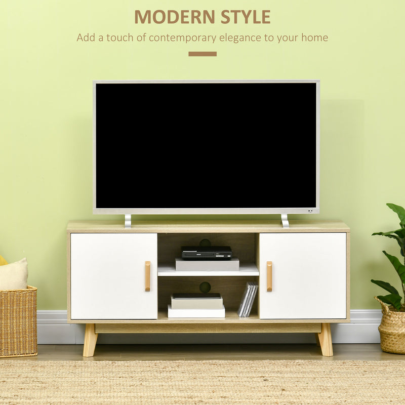HOMCOM TV Cabinet Stand Entertainment Center w/ Storage for 55" TVs, Natural