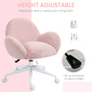 HOMCOM Fluffy Leisure Chair Office Chair with Backrest Armrest Wheels Pink