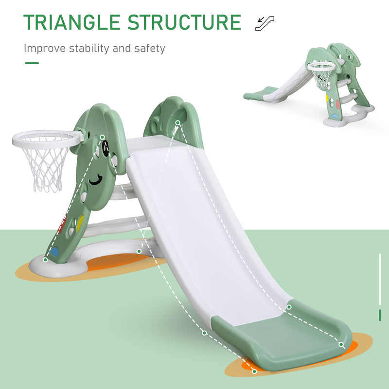HOMCOM Kids Slide with Basketball Hoop Toddler Climber Freestanding Slider