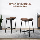 HOMCOM Breakfast Bar Stools Set of 2 Upholstered Barstools w/ Curved Seat Brown