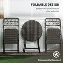 Outsunny 3 PCS Folding Rattan Wicker Bistro Set, Coffee Table Set, Grey