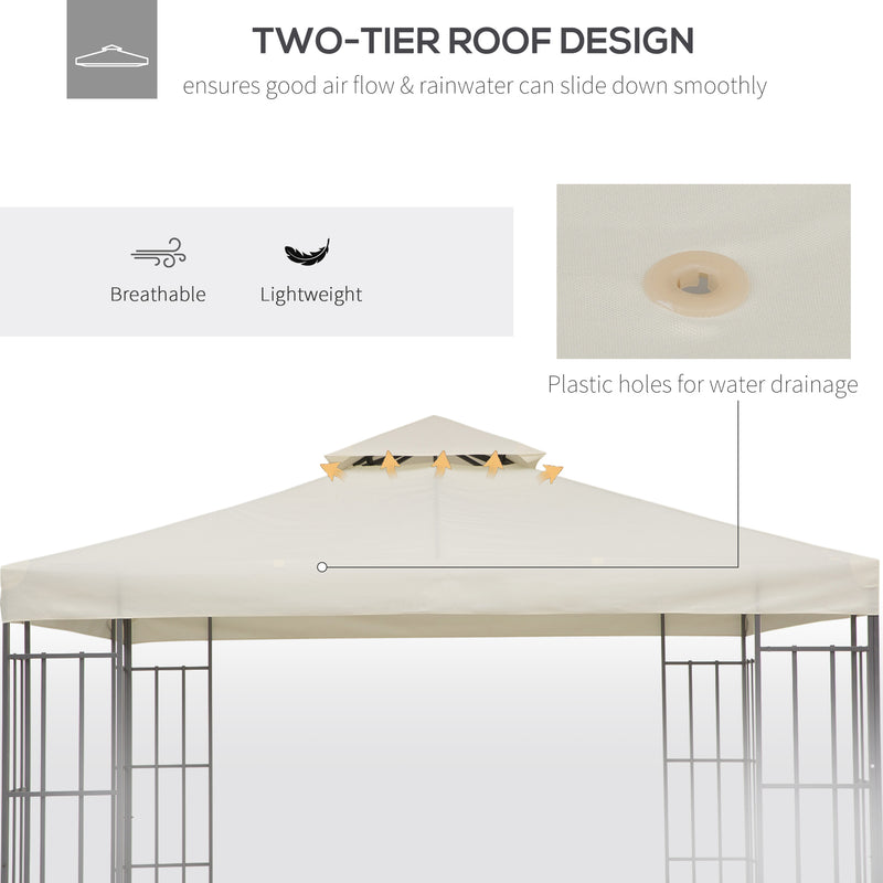 Outsunny 3(m) 2 Tier Garden Gazebo Top Cover Replacement Canopy Roof Cream White