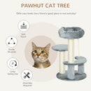 PawHut Cat Tree Scratcher Kitty Activity Center 2 Perch Sisal Rope Grey