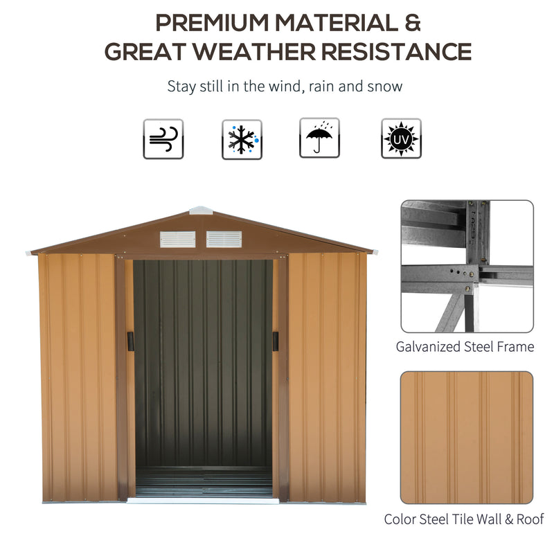 Outsunny Garden Shed Storage Unit w/Locking Door Floor Foundation Vent Yellow