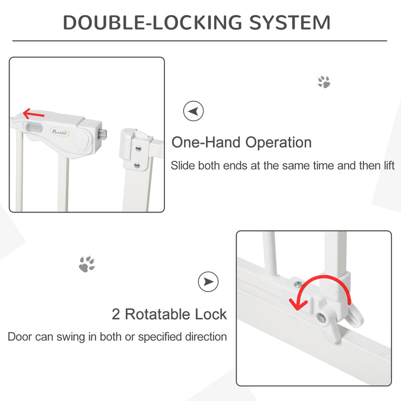 PawHut Adjustable Safety Gate w/ 3 Extensions and Four Adjustable Screws, White