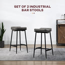 HOMCOM Breakfast Bar Stools Set of 2 Upholstered Barstools w/ Curved Seat Grey