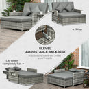 Outsunny Garden Rattan Furniture Set 2 Seater Patio Sun Lounger Daybed Sun Bed
