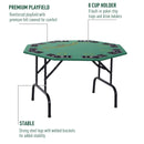 HOMCOM 8 Player Folding Games Poker Table Chip Cup Holder Steel Base Felt Green