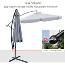 Outsunny 2.7m Garden Cantilever Banana Parasol Sun Shade w/ Crank, Dark Grey