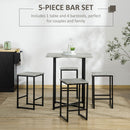 HOMCOM Concrete Effect Square Bar Table Set with Stools for 4 People Grey