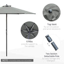 Outsunny 2.8m Patio Umbrella Parasol Outdoor Table Umbrella 6 Ribs Dark Grey