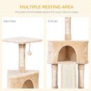 PawHut Corner Cat Tree Tower for Indoor Cats with Scratching Post, Condo, Beige