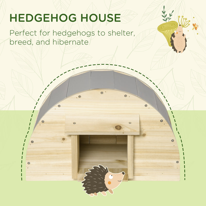 PawHut Wooden Hedgehog House Hibernation Home, for Gardens, 40 x 30.2 x 23.5 cm