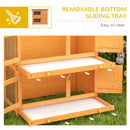 Pawhut 90 x 45 x 90 cm 2 Tiers Rabbit Hutch Wooden Pet Cage W/ Run Bunny House