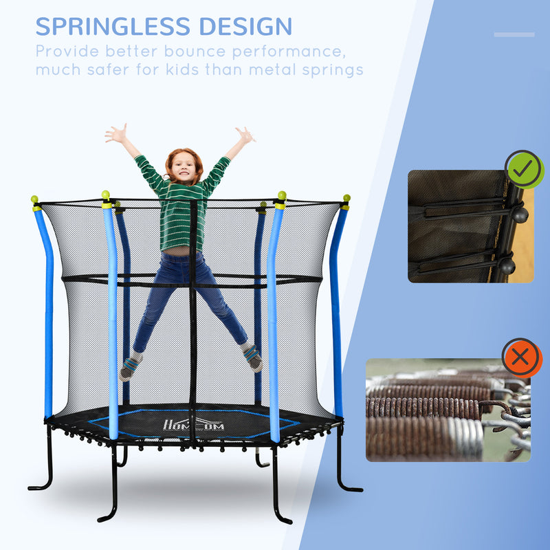 HOMCOM 5.2FT Kids Trampoline w/enclosure Indoor Outdoor for 3-10 Years - Blue