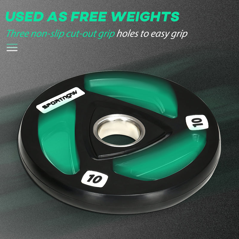 SPORTNOW Olympic Weight Plates for 2'' Barbell Bar with Tri Grips, 2 x 10kg
