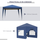 Outsunny 3mx3m Pop Up Gazebo Party Tent Canopy Marquee with Storage Bag Blue