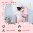 HOMCOM Kids Dressing Table with Mirror and Stool Kids Vanity Table - Pink