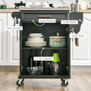 HOMCOM Rolling Kitchen Cart Storage Trolley with Drawer Towel Rail Steel Black