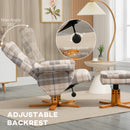 HOMCOM Recliner Chair and Footstool Linen-touch Fabric Wooden Base Multicolour