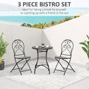 Outsunny 3 PCs Garden Bistro Set W/ Balcony Table and Chairs Metal Frame
