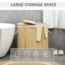 HOMCOM 100L Bamboo Laundry Basket w/ 2 Compartments Washing Baskets Natural