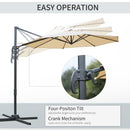Outsunny 3(m) Garden Banana Parasol Patio Cantilever Hanging Umbrella Beige