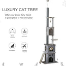 PawHut 255cm Cat Tree Floor To Ceiling Kitty Activity Center With Double Condo