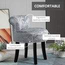 HOMCOM Dressing Table Stool Vanity Seat w/ Rubber Wood Legs Bedroom - Grey