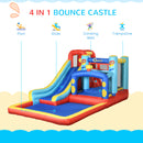 Outsunny 4 in 1 Kids Bouncy Castle W/ Slide Pool Trampoline Climbing Wall Blower