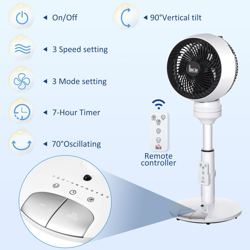 HOMCOM 28 Inch Height Adjustable Air Circulator Fan 70° Oscillating 9 Setting