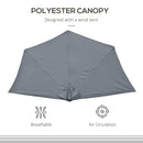 Outsunny 3 (m) Metal Frame Garden Furniture Parasol Half Round Umbrella