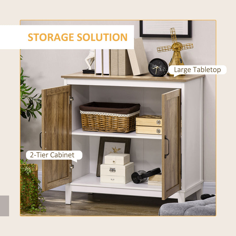 HOMCOM Farmhouse Storage Cabinet, Storage Cupboard Sideboard with 2 Doors