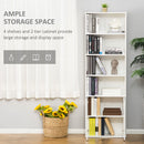 HOMCOM 2 Door 4 Shelves Bookcase Wooden Storage Cabinet Display Unit White