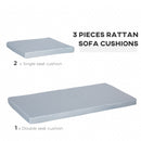 Outsunny 3PCs Rattan Garden Seat Cushions Pads for Patio Furniture, Grey