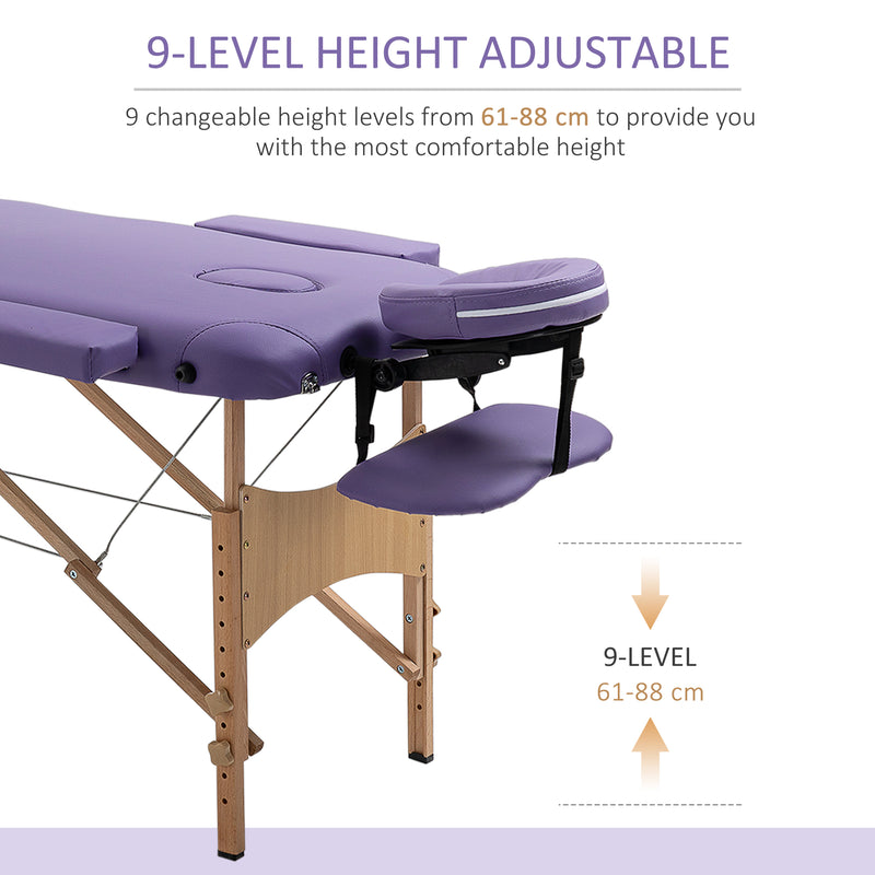 HOMCOM Salon Portable Folding Massage Table Bed Tattoo Therapy  Couch 2 Section