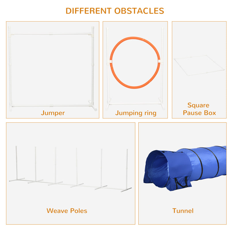PawHut Six-Piece Dog Agility Equpiment Set w/ Carry Bag