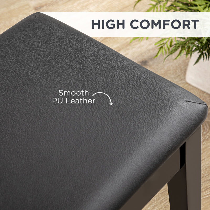 HOMCOM Classic Piano Bench Stool, PU Leather Padded Keyboard Seat Black