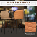 HOMCOM Bar Stools Set of 2, Upholstered Kitchen Stools with Back, Footrest