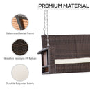 Outsunny 2-person Wicker Swing Chair, Porch Loveseat Garden Hanging Bench, Cream