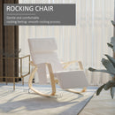 HOMCOM Rocking Chair Recliner Armchair with Adjustable Footrest, Cream White