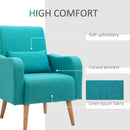 HOMCOM Nordic Leisure Lounge Sofa Accent Chair with Pillow for Bedroom Teal