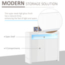 HOMCOM Modern High Gloss RGB LED Cabinet Cupboard Sideboard Console White