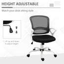 Vinsetto Mesh Task Swivel Chair Home Office Desk w/ Lumbar Back Support, Black