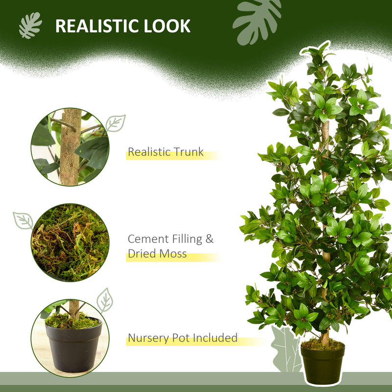 HOMCOM Potted Artificial Plants Bay Leaf Laurel for Indoor Outdoor, 120cm
