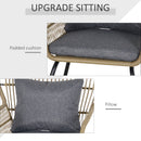 Outsunny 3 PCS Webbed PE Rattan Outdoor Patio Set w/ Cushions Steel Frame Brown