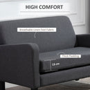 HOMCOM Linen Modern-Curved 2-Seat Sofa Loveseat w/ Thick Cushion Wood Legs Grey